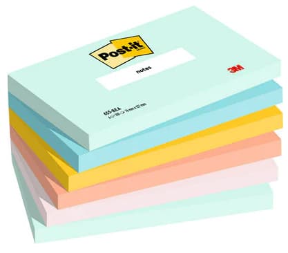 Post-It Sticky Notes Beachside, 76 x 127 mm, ass. farver, pakke a 6 stk