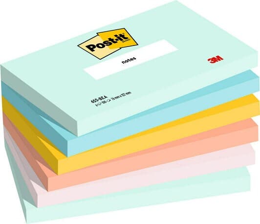 Post-It Sticky Notes Beachside, 76 x 127 mm, ass. farver, pakke a 6 stk