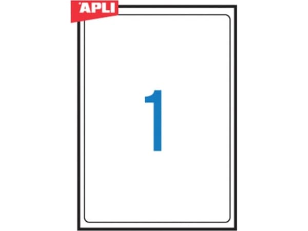 Apli APLI universaletiketter, 199,6x289,1mm, avrundet, hvit, 100 ark.