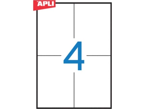 Apli Universella etiketter APLI, 105x148mm, rektangulära, vita 100 bågar.