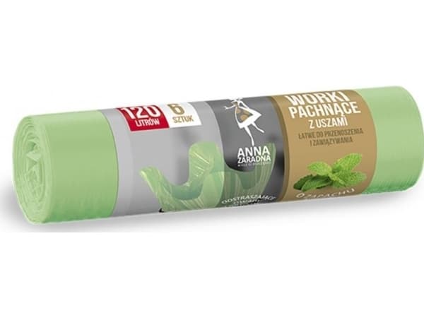 Anna Zaradna Garbage bags with ears ANNA ZARADNA, mint fragrance, 120 l, 6 pcs, mint