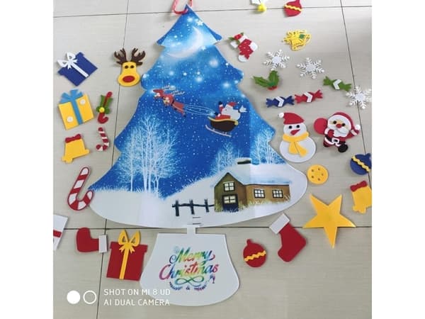 CHRISTMAS TREE Felt + 30 Ornaments 100cm AG712B