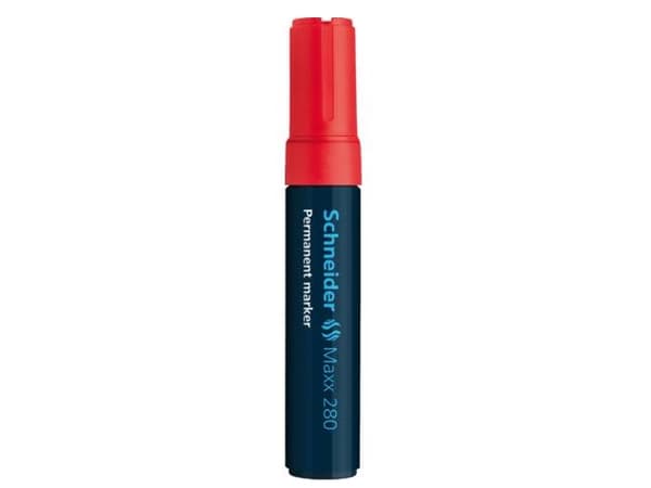 Schneider Schreibgeräte Maxx 280, Rød, Meisel tupp, Sort, Rød, 4 mm, 1,2 cm, Fotoark kartong, Glass, Papir, Plast, Tre