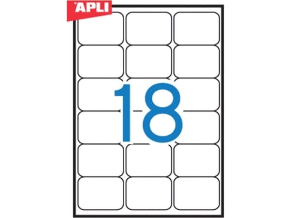 Apli Universal etiketit APLI, 63.5x46.6mm, pyöristetty, valkoinen 100 kaaria.