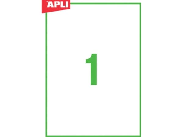 APLI-ekologiset etiketit, 210x297mm, suorakaiteen muotoiset, valkoinen