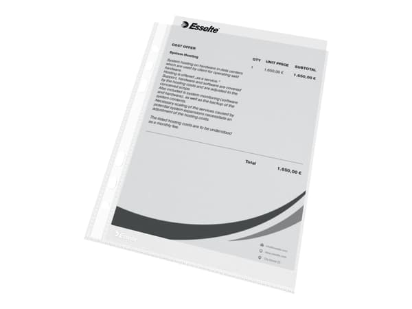 Esselte Multi-punched Pocket A5 50 Micron Pack 100, A5, Läpinäkyvä, Polypropeeni (PP), 158 mm, 1 mm, 0,05 mm