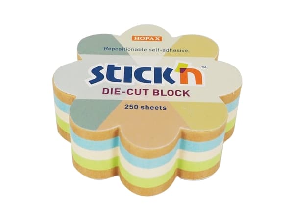 Stickn NOTATBOK SELVKLÆBENDE BLOMSTER STIK"N 67X67 MM MIX 4 FARGER BLÅ + RESIRKULERING 250 ark