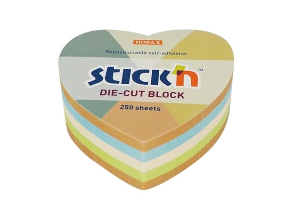 Noteskub 67x67 250 Blad Hjerte Assorterat