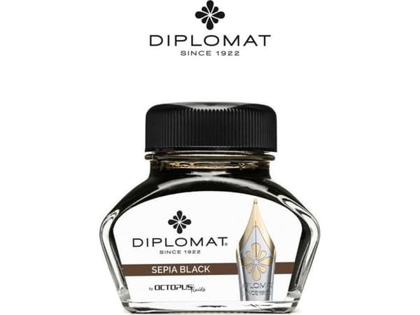 Diplomat DIPLOMAT fyllepennblekk, blekkhus, 30 ml, sepia svart