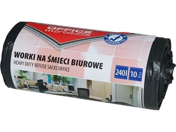Office Products Office garbage bags, OFFICE PRODUCTS, strong (LDPE), 240l, 10pcs, black