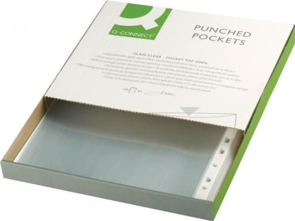 Q-Connect asiakirjahylsyt Q-CONNECT, PP, A4, kristalli, 50 mikronia, 100 kpl, per laatikko, läpinäkyvä