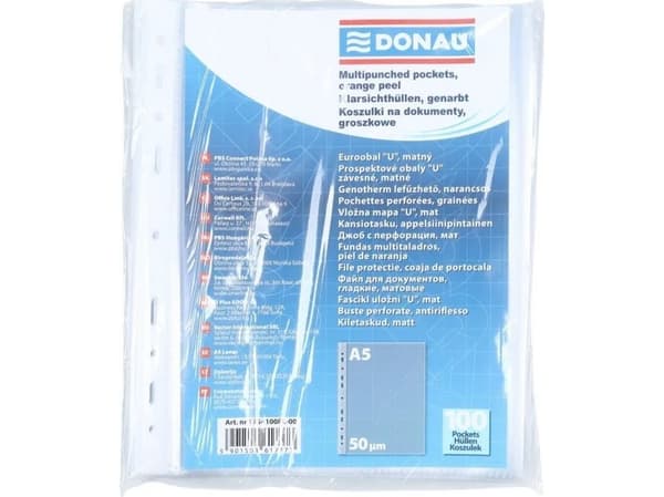 Donau T-shirts for documents DONAU, PP, A5, pea, 50 microns, 100 pcs.