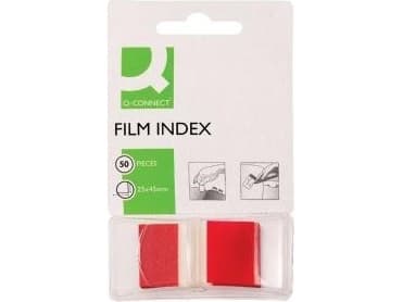 Q-Connect Q-CONNECT indekseringsfaner, PP, 25,4x43,7 mm, 50 kort, rød