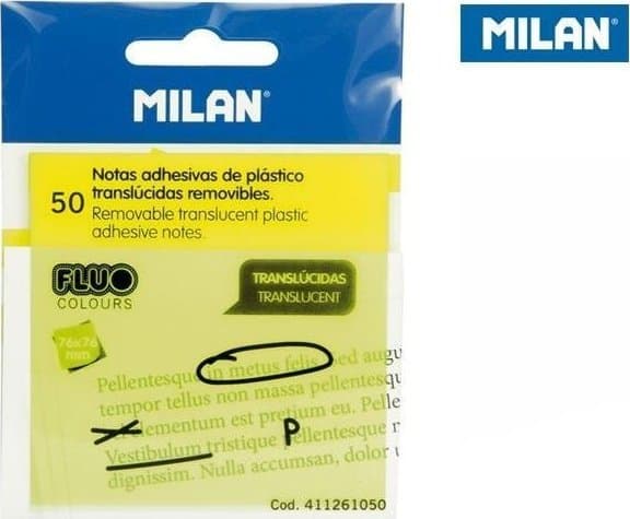 Milan 411261050, Torg, Transparent, Gul, Plast, 76 mm, 76 mm, 50 ark