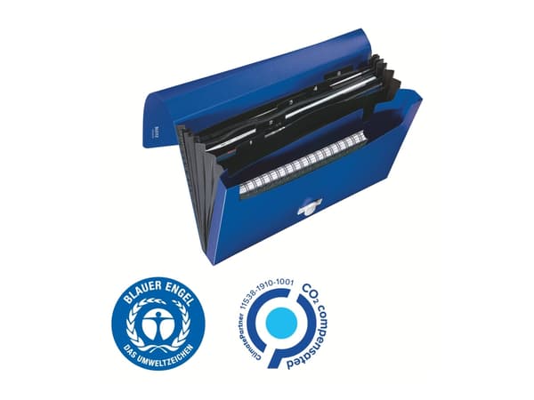 Leitz Recycle - Utvidbar mappe - 5 rom - 5 deler - fortrykt: 1-5 - for A4 (210 x 297 mm) - kapasitet: 250 ark - med fliker - blå