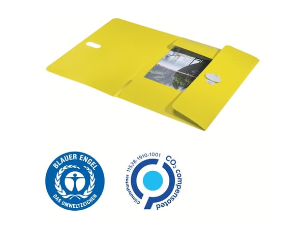 Leitz Recycle - 3-fliksmappe - for A4 (210 x 297 mm) - kapasitet: 250 ark - gul