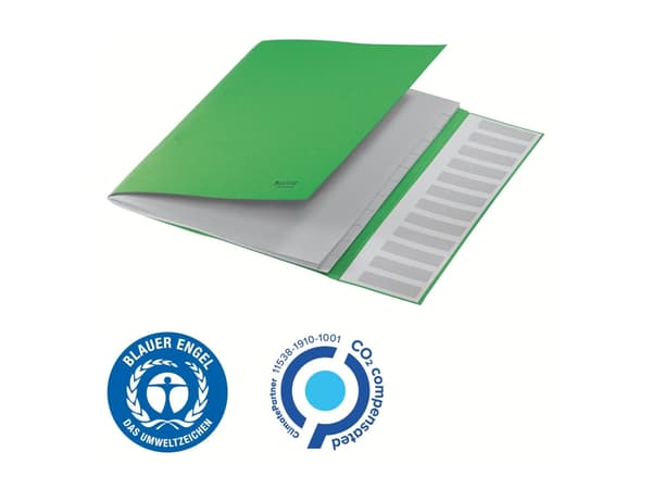 Leitz Recycle - Klassifikationsmapp - 12 delar - för A4 (210 x 297 mm) - tabbad - grön
