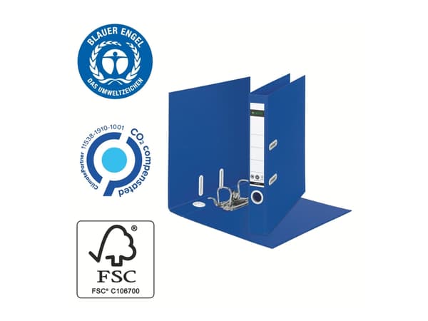 Leitz 180° Recycle - Spakbågesfil - ryggbredd: 55 mm - för A4 (210 x 297 mm) - kapacitet: 350 ark - blå