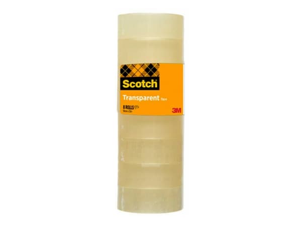 Scotch 7100213205, 33 m, Gjennomsiktig, Akryl, Polypropylen (PP), 2,54 cm, 19 mm, 8 stykker