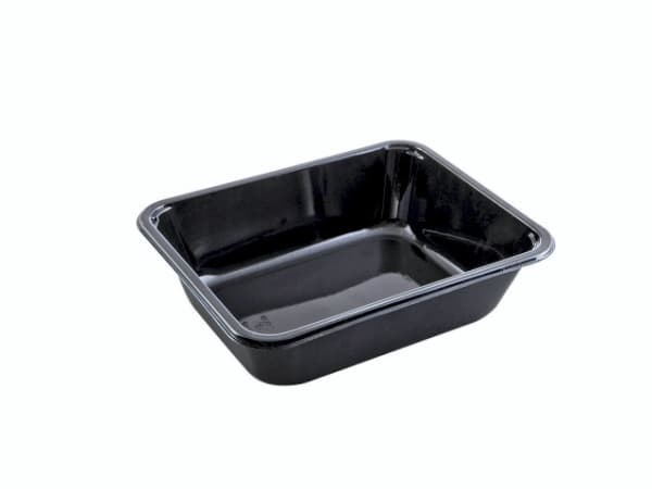 Bakke 1-rum 2227-1F 1660ml L227xB178xH60mm CPET Sort,336 stk/krt