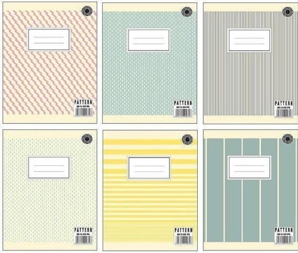 Paper notebook A5/96K, Pattern color (5pcs)