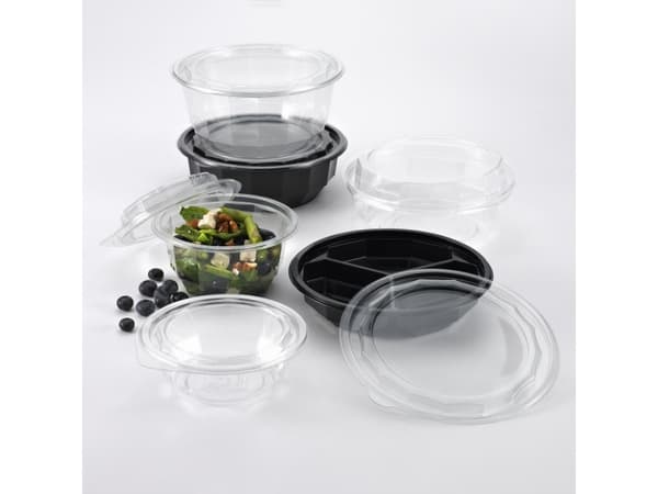 Plastbakke 3-rums APET sort R-PET Ø188x40mm 510ml 300stk/kar