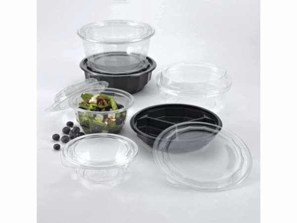 Plastbakke 3-rums APET sort R-PET Ø188x40mm 510ml 300stk/kar