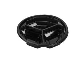 Plastbakke 3-rums APET sort R-PET Ø188x40mm 510ml 300stk/kar