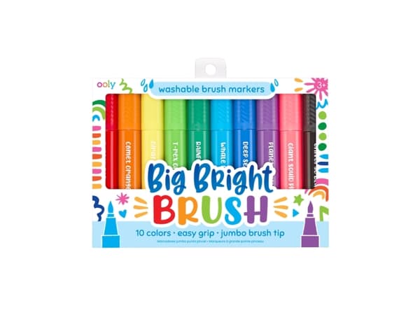 OOLY Big Bright Brush, 10 styck, Svart, Blå, Grön, Ljusblå, Ljusgrön, Orange, Röd, Rosa, Violett, Gul, 3 År, Penspets, Rund, Fönsterlåda