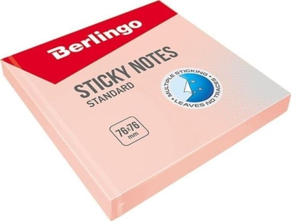 Berlingo Självhäftande block 76x76 rosa 100 ark