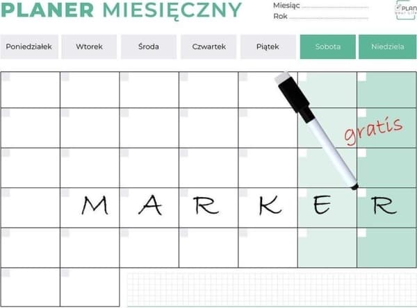 Green magnetic monthly planner + marker