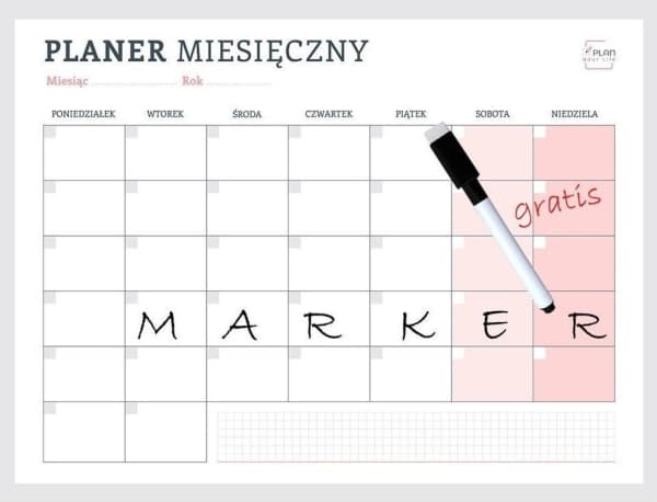 Magnetic monthly planner pink + marker
