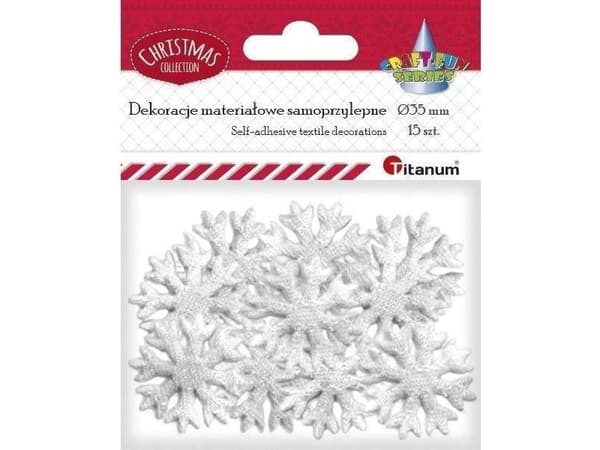 Titanum itseliimautuva koristelu valkoinen lumihiutaleet 15kpl