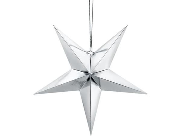 Party Deco Christmas paper star, silver, 45 cm universal