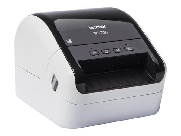 Brother QL-1100c - Etikettskriver - direktetermisk - Rull (10,36 cm) - 300 x 300 dpi - inntil 110 mm/sek - USB 2.0 - kutter - hvit, skinnende svart