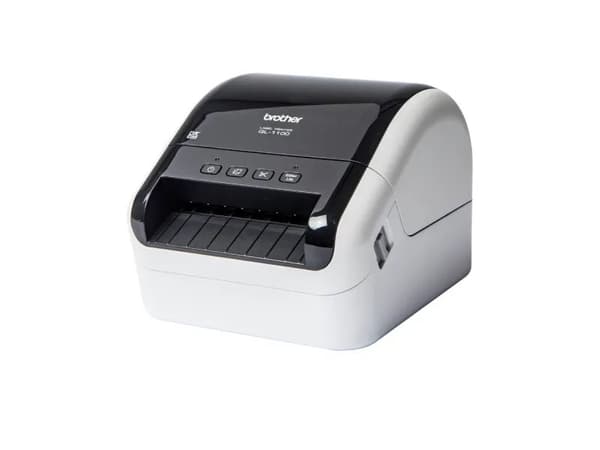 Brother QL-1100c - Etikettskriver - direktetermisk - Rull (10,36 cm) - 300 x 300 dpi - inntil 110 mm/sek - USB 2.0 - kutter - hvit, skinnende svart