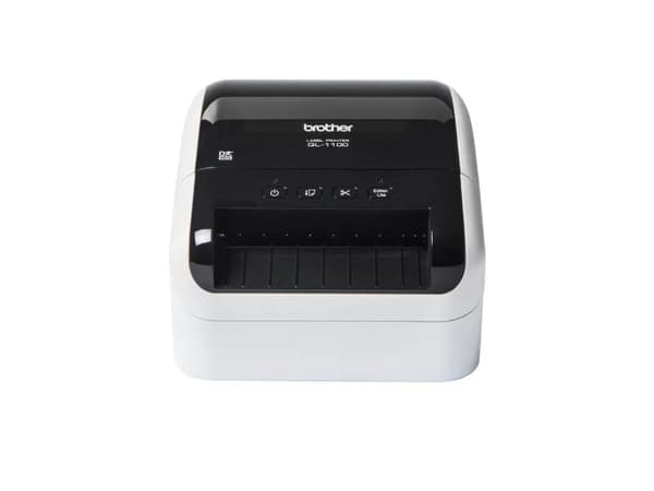 Brother QL-1100c - Etikettskriver - direktetermisk - Rull (10,36 cm) - 300 x 300 dpi - inntil 110 mm/sek - USB 2.0 - kutter - hvit, skinnende svart