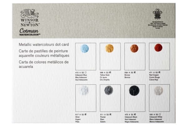 Cotman watercolour Chart 8 new metallic colours