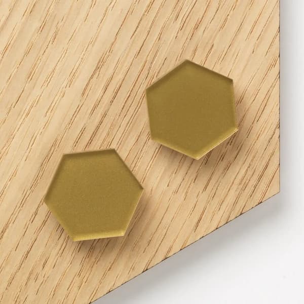 Super Stærke Magneter' akryl guld hexagonal 2,5 x 2,8 cm - (2 stk.)