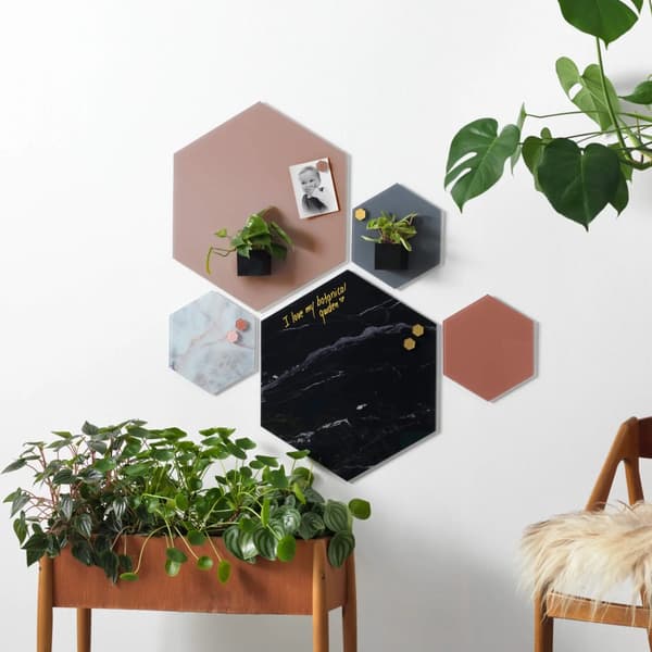 Magnetisk NAGA glastavle hexagon 21 cm grå