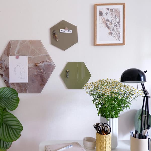 Magnetisk NAGA glastavle hexagon 21 cm beige