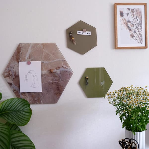 Magnetisk NAGA glastavle hexagon 21 cm beige