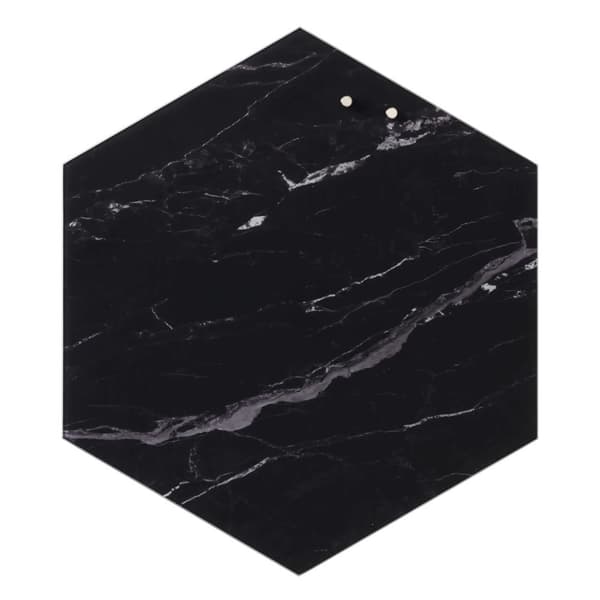 Magnetisk NAGA glastavle hexagon 42 cm sort marmor
