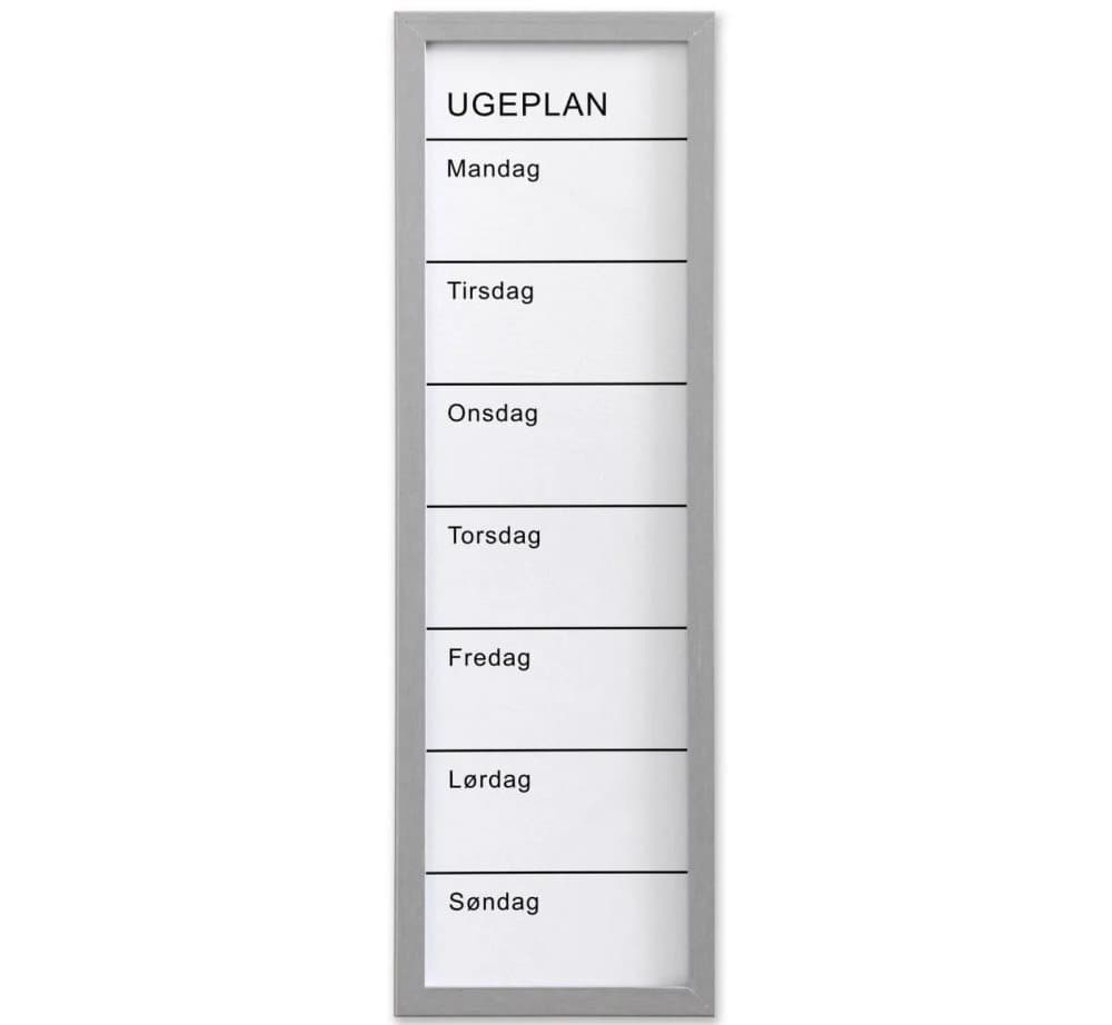 NAGA whiteboard ugetavle 20x60 cm hvid - dansk tekst