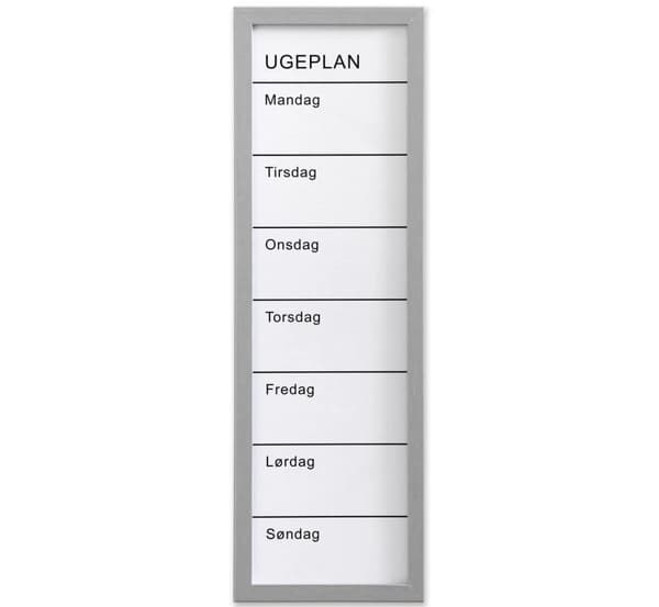 NAGA whiteboard ugetavle 20x60 cm hvid - dansk tekst