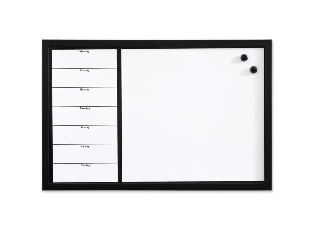 Magnetisk NAGA ugetavle whiteboard 60x40 cm hvid - dansk tekst