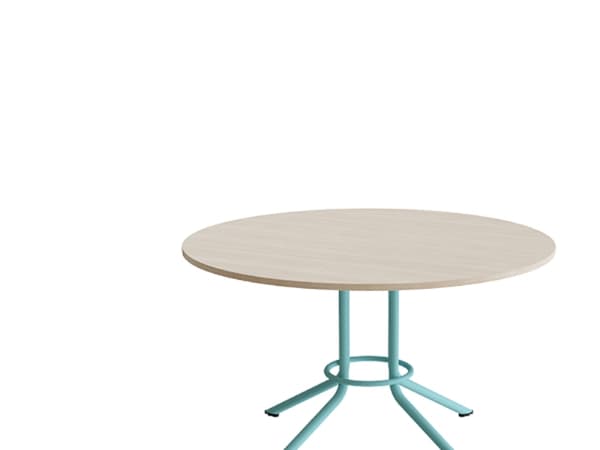 Bord Atlas 1133 Ø1200x720mm, Hvidpigmenteret eg med turkis understel