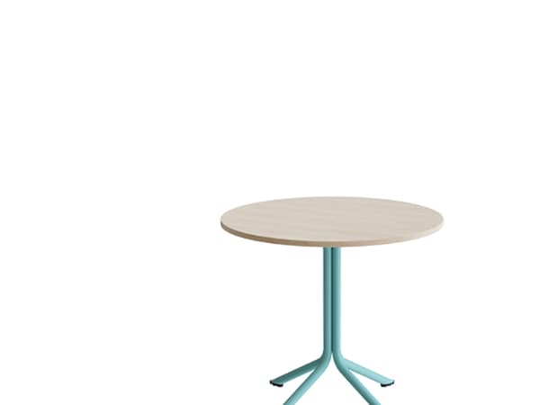 Bord Atlas 1133 Ø800x900mm, Hvidpigmenteret eg med turkis understel