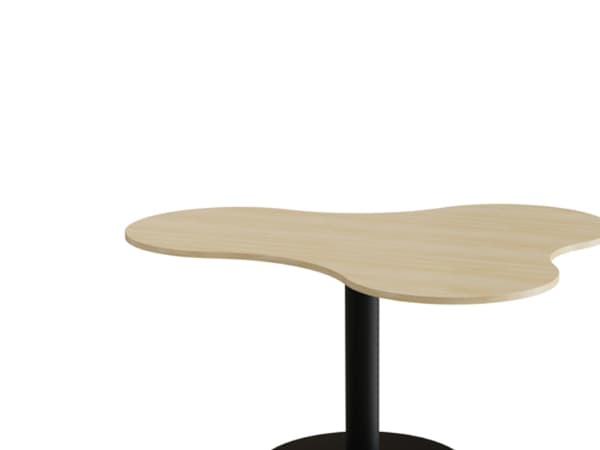 Bord Amöba 1005, 1200x1500 mm, Höjd 900 mm, Björklaminat, Alu-stomme