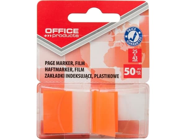 Kontorprodukter KONTORPRODUKTER indekseringsfaner, PP, 25x43 mm, 1x50 kort, blister, oransje